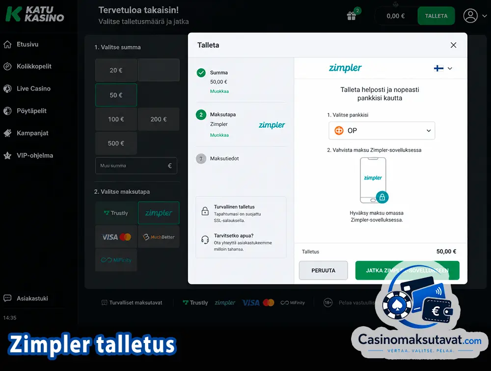 Zimpler talletuksen tekeminen