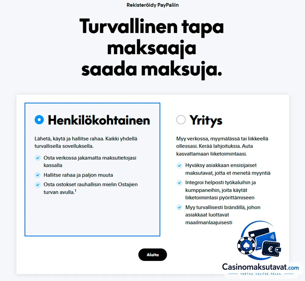 PayPal-tilin luonti
