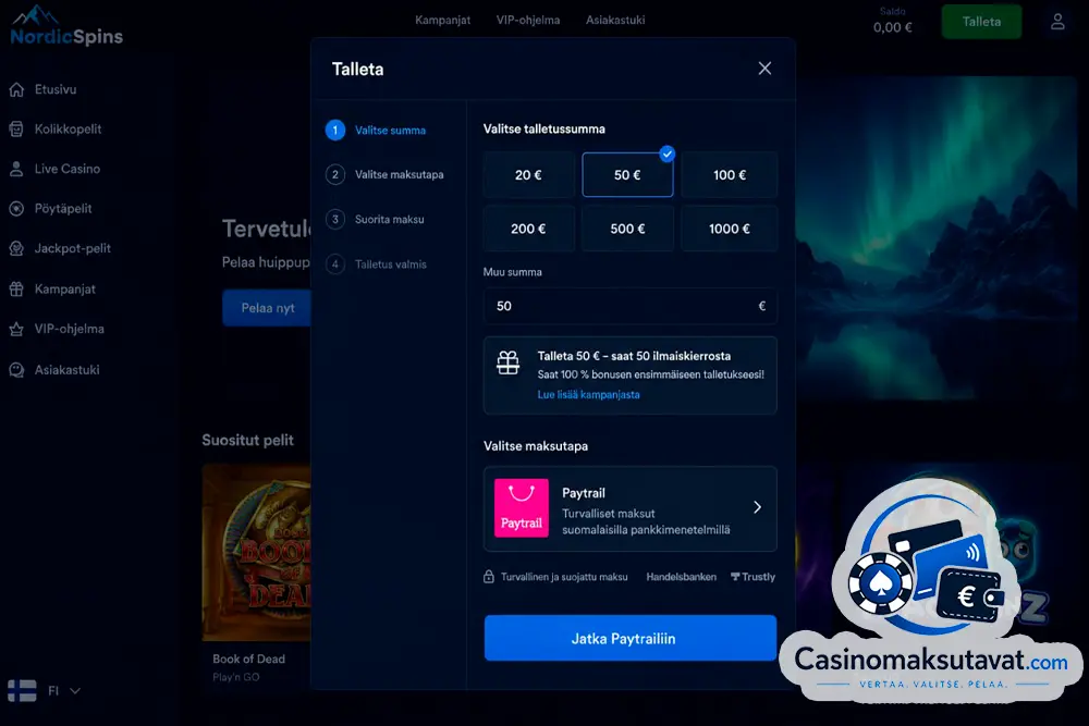 Paytrail casino talletus