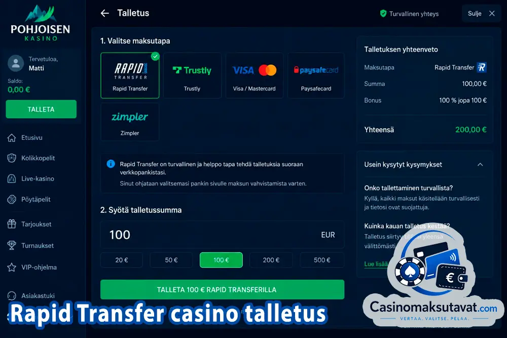 Rapid Transfer talletus kasinolle