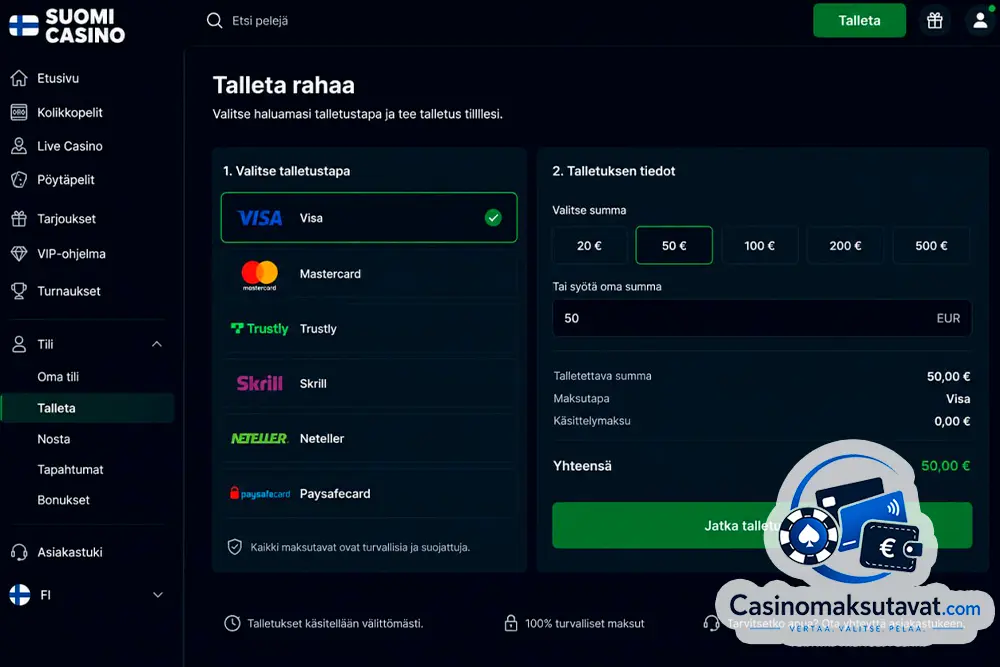 Visa casino talletuksen tekeminen