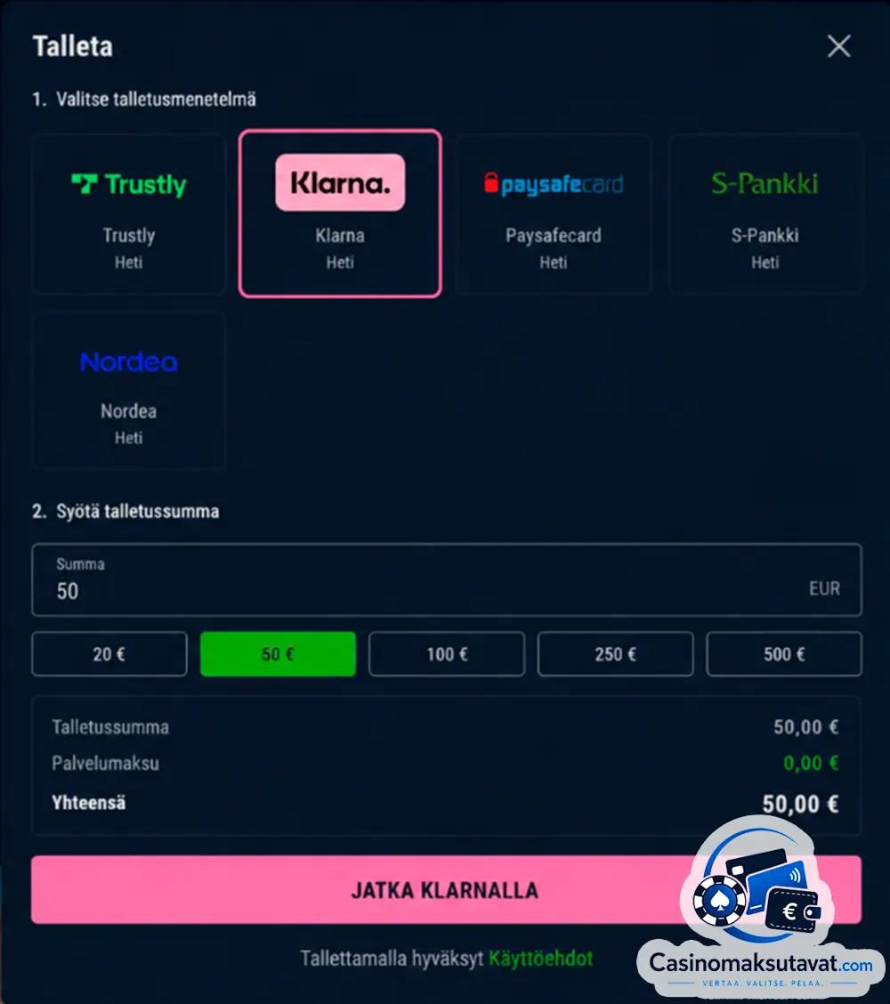 Klarna talletus kasinolle